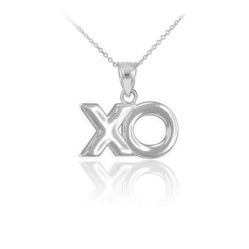 925 Sterling Silver High Polish XO Charm Hugs and Kisses Pendant Necklace 20