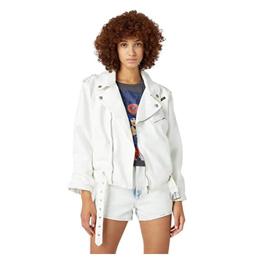 Wrangler Western Moto Jacket Chaqueta Vaquera, Blanco Vintage, XL para Mujer