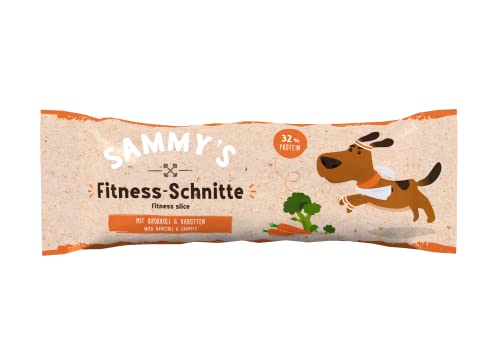 Sammy´s Fitness Schnitte mit Brokkoli und Karotten| Single Animal Protein| Proteinreich| Schonend hergestellt & luftgetrocknet| Frisch Fleisch| 20 x 25 g