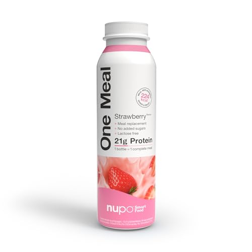 NUPO One Meal Strawberry – Ready-to-Drink Shake – Tasty meal replacement shake with 24 vitamins and minerals – High in protein – No added sugar – 12 x 330ml