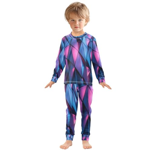 Pajama Sets Long Sleeve Abstract Geometric Triangles Soft Comfy Sleepwear 2 Piece PJS 3-8T2