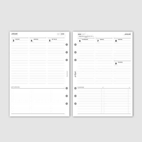 Ringbucheinlagen A5 Blanko - 45 Blätter Mit 6 Lochung