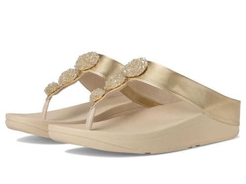 Image of FitFlop Fino Beadie-Button Metallic Toe-Post Sandals | Casual Sandals