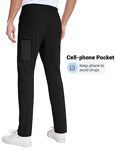Puli Mens Golf Pants Lightweight Quick Dry Chino Workout Straight Fit Flat Front Trousers With Pockets Black 34 #TOP1