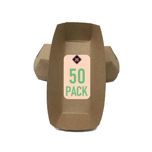 Mr Miracle 7 Inch Paper Hot Dog Tray in Kraft Paper. Pack of 50. Disposable, Recyclable and Fully Biodegradable. Made in USA