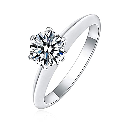 3.5 Carat Cubic Zirconia Rings for Women - 925 Sterling Silver Engagement Rings for Women, Round Cut Solitaire Engagement Ring, Wedding Bands for Her Size 5-92