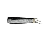 Silver Glitter Keychain Wristlet for Women, Sparkly Wristlet Keychain Silver, Silver Bling Keychain