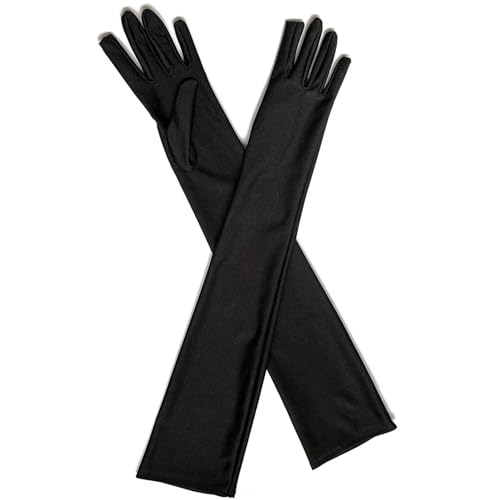 Guantes largos de satén elásticos que no se bajan para vestidos de fiesta y ópera