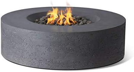 Pyromania Genesis Outdoor Concrete Fire Table, 41 Inches Round - Natural Gas Model in Charcoal Gray Color