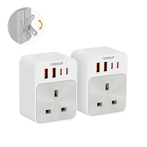 TESSAN UK to US Plug Adaptor 2 Pack