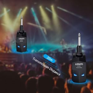 Sistema de guitarra LEKATO, receptor e transmissor sem fio de 2,4 GHz, recarregável, com 4 canais pa