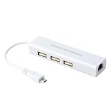 Topiky Kompakter USB-zu-Ethernet-LAN-RJ45-Adapter mit 3 Anschlüssen. Micro-USB-zu-RJ45-Adapter für Zuverlässige Internetverbindung überall, Leicht zu Transportieren, Leichtes Design