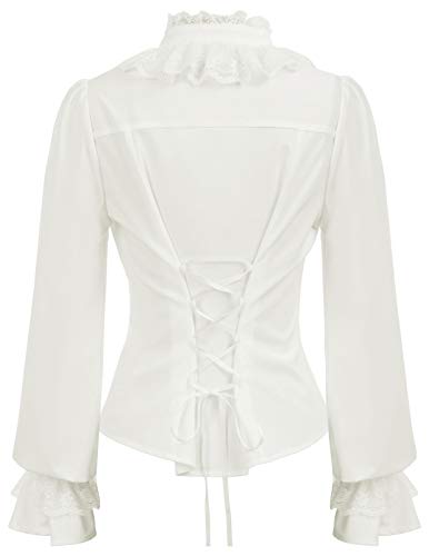 CURLBIUTY Women Victorian Blouse Vintage Long Sleeve Renaissance Shirt Gothic Button Down Tops2