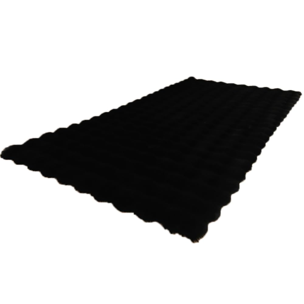 Tapis en fourrure synthétique noir 180 cm pour descente de lit et chambre