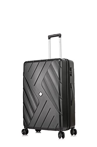 ATX Luggage Suitcase Large Expandable Hold Check in Ultra Lightweight ABS Hard Shell with 4 Dual Spinner Wheels and Built-in 3 Digit Combination Lock (Black, 133.5 Liter)