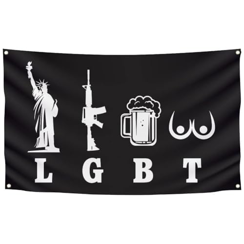 Lpitoy LGBT Liberty Guns Beer Flagge, Motivierend, Inspirierend, Für Büro, Fitnessstudio, Wand, Wohnheim, Dekoration, LGBT-Banner, Lustige Flaggen Für Innen- Und Außendekoration