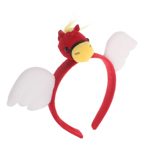Healvian Diadema Caballo Roja con Alas Creativas para Año Accesorio Festivo para Fotos y Disfraces de Temporada Cumpleaños Navidad y Halloween