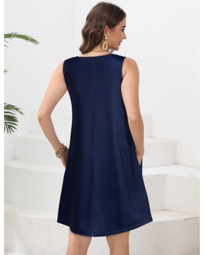 Image of CHICGAL Womens Summer Dresses Casual Sleeveless Loose T Shirt V Neck Sundress Swing Beach Cover Up with Pockets 2026