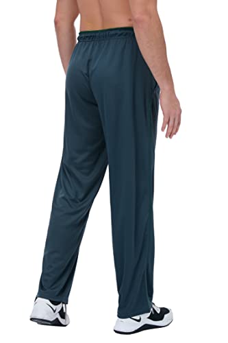 Koukou Men's Sweatpants With Zipper Pockets Open Bottom Athletic Pants For Men Running Jogging Workout Gym Grey Green-Xl #TOP1