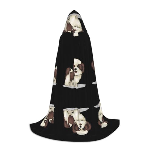 Capa con capucha de perro Shih Tzu para fiestas de Halloween y disfraces originales