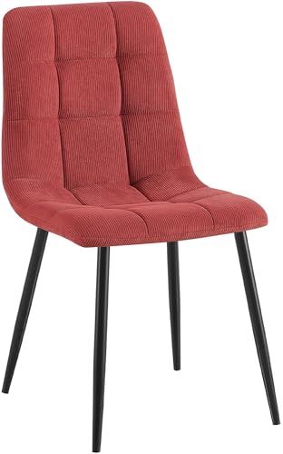 CLP Chaise de Salle à Manger Antibes I Chaise de Cuisine avec revêtement en Velours côtelé surpiqué I Peut Supporter jusqu'à 150 kg, Couleur:Bordeaux