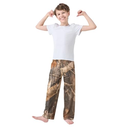 ZZXXB Tree Camo Boys Long Pants Soft Trousers Elastic Waist Kids Lounge Bottoms with Pockets S-XL2