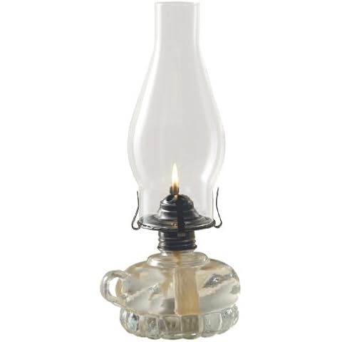 Lamplight 12-inch Chamber Oil Lamp Clear Glass, Hurricane or Power Outage, White, 110 Cover
