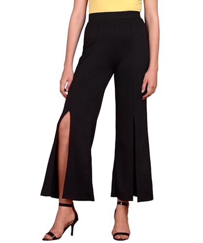Image of POPWINGS Casual Two Slit Trouser for Women | High-Waist Trouser for Women | Casual Stylish Trouser for Women | Wide-Leg Trouser for Women