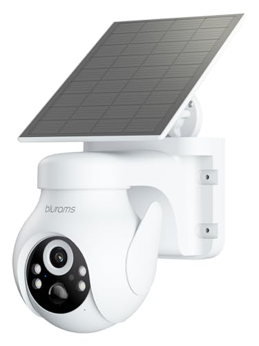 blurams 2K Cámara Vigilancia WiFi Exterior Solar con Panel Solar, Cámara Vigilancia 360° PTZ Inalámbrica Exterior, Detección Humana, Visión Nocturna Color/IR, IP65, Batería, Solo 2.4GHz