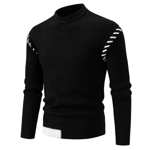 Men Autumn Winer Warm Knitted Sweater O-Neck Patchwork Knit Warm Pullovers Knitwear2
