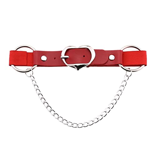 Damen Verstellbares Kunstleder Sexy Beine Oberschenkel Strumpfband Ausschnitt Herzförmiges Metallkettenglied Party Kostüme (Color : 8, Size : One Size)