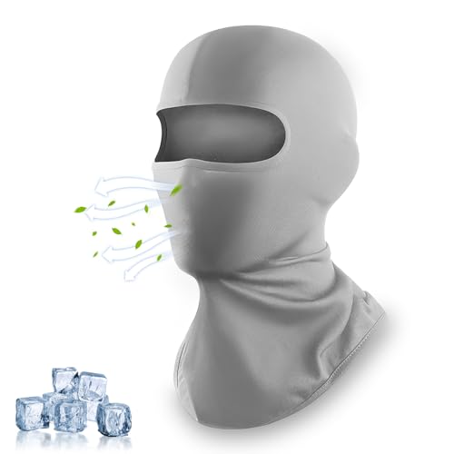 Image of Full Face Balaclava Helmet Mask for Men & Women - UV Protected Face Cover for Bike Riding, Cycling, Hunting | Ice Silk Helmet Cap, Bandana, Face Mask & Biker Accessories - grey