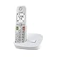 Panasonic KX-TGU410EXW digitales schnurloses Telefon, Basisstation & 1 Mobilteil, LCD-Display, Favoriten-Taste, Taschenlampe, extra laut, hörgerätekompatibel, Weiss & Silber