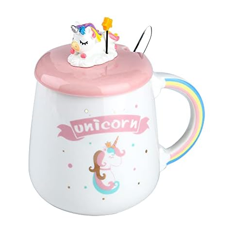 Rainbow Unicorn Mug 3D Creative Art Coffee Mug Ceramic Milk Cups Travel Mug with Unicorn Handle Quality Ceramic Mug Gift for Kids, Adults Christmas gift Cover