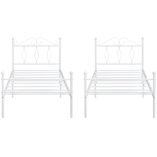 GZTGZMWG Lot de 2 Cadre de Lit Enfant en Métal pour Matelas 90x190 cm, Lit Enfant Sol avec Sommier 90x190/Montage Facile/Convient comme pour...
