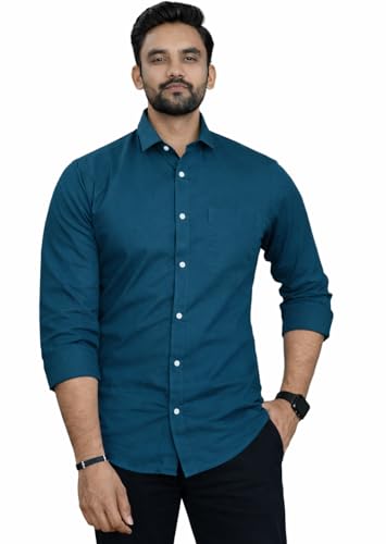 Image of Men Cotton Blend Full Sleeve Shirt for Man | Casual Business Party Festival Regular Fit, Long Sleeve with Chest Pocke | Formal Shirt for Men
