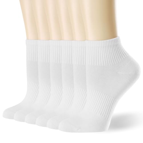 Womens Ankle Socks Cotton Thin Casual White Athletic Socks 6 Pairs