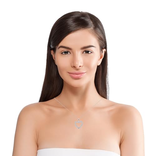 1 to 3 Carat Lab Grown Diamond Classic Heart Pendant Necklace for Women I 14k White Gold Pendant I 16 to 18 Inch Adjustable Silver Chain (E-F, VS1, cttw) I Lobster Claw Clasp3