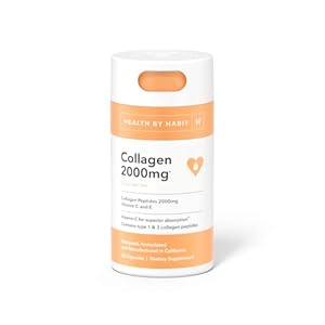 Health by Habit Collagen Supplement (60 Capsules) – Vitamin C & Vitamin E, 2000mg, Collagen Peptides, Superior Absorption, Support Your Skin, Non-GMO, Sugar Free (1 Pack)