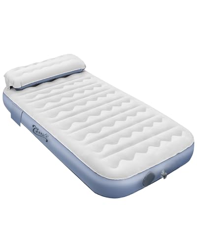 Cemofe Colchón Hinchable Con Bomba Colchón Inflable Individual Electrico Cama De Aire Autoinflable Plegable Con Almohada Pvc Flocado Portátil Universal Para Coche Camping Viajes 191x102cm