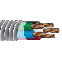 8/4 Metal Clad MC Cable with Ground, Aluminum Armored, Stranded Copper Conductors 50FT Cut