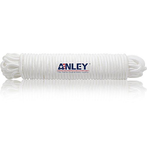 Anley 80 Feet x 1/4 Flag Pole Halyard Rope, Outdoor Flagpole Accessories - Double Braided, Compatible with Flagpoles Up To 35 Feet (White)