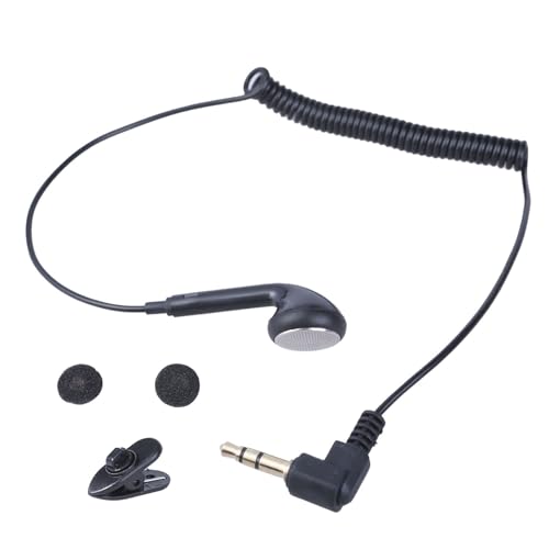 BaoFufc 3.5mm Earphone with Soft Breathable Sponge Cover & Clip Single Side Mono Earbud for Driver and Security Patrols Spring Coiled in Ear Earplugs
