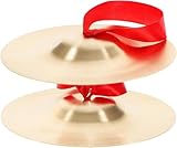 5.79 Inch Small Brass Hand Cymbal - Single Splash Cymbal for Kids & Adults, Portable Percussion Instrument with Red Lanyard for Drum Set, Band, Party and Toy