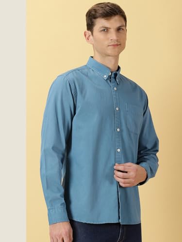 Image of Thomas Scott Men's | Solid | Full Sleeve | Slim Fit | 100% Cotton | Spread Collar | Casual Shirt