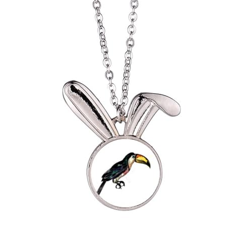 Collier oiseau tropical lapin pendentif fantaisie Painting Toco chaîne ajustable