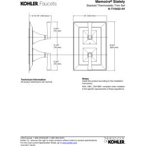 Grifo termostático para ducha Kohler K-T10422-4V-BN, acabado níquel cepillado vibrante, colección Memoirs miniatura 3