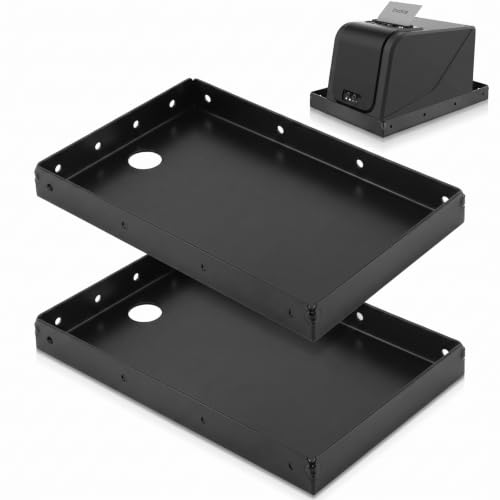 Image of Shimeyao 2 Pack Metal Printer Tray for POS KDS Thermal Printers 10.24 x 6.5 Inch, POS Printer Shelf, Mounts to Wall or Shelf Edge, 4 Mounting Holes Each Side for Kitchen Restaurant Receipt Holder