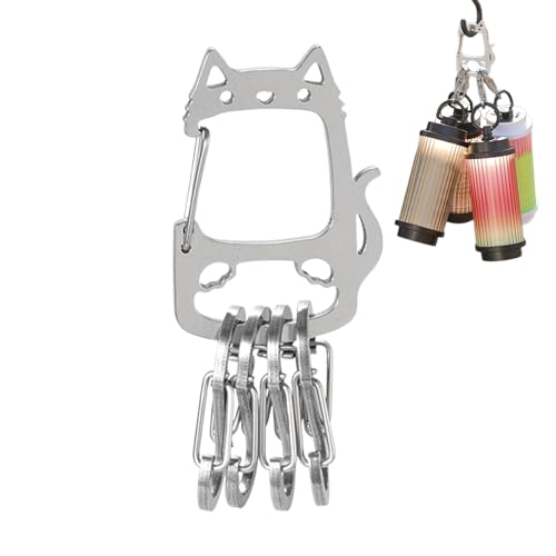 Qkbuza Llavero con mosquetón, mosquetón resistente, diseño de gato de la suerte, clip de cadena de liberación rápida, llavero resistente para hombres, al aire libre y camping