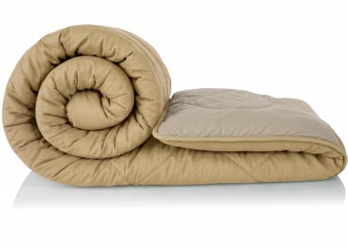 Image of DECORUM Reversible Comforter Double Bed 250 GSM | Beige & Cream | Ultra Soft Microfiber Quilt | Lightweight All Season Comforter | (228 X 223 CM) | 250 GSM, Ultra Soft Microfiber Quilt, Lightweight, All Season